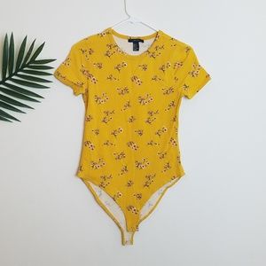 Forever 21 Yellow Floral Bodysuit